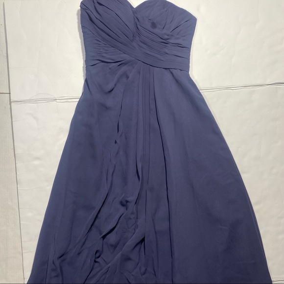 Azazie Purple Strapless Arabella With Front Slit Chiffon Bridesmaid Dress 0/2 - Picture 8 of 16